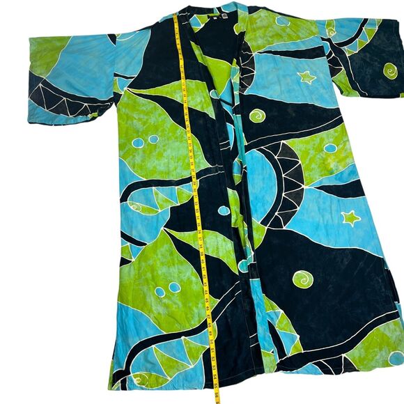 Lotus-Traders Batik Kimono 4X Colorful Abstract Art to Wear Duster Cover Up - Picture 13 of 14